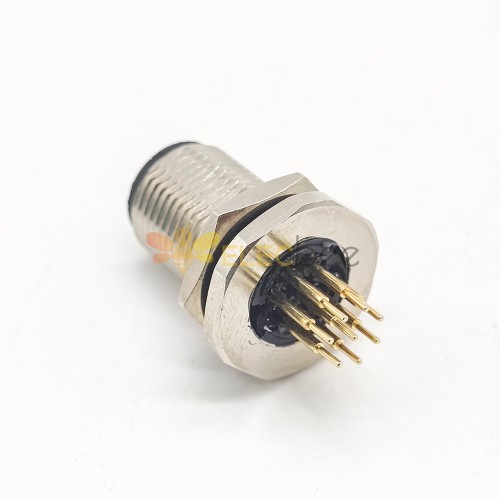 M12 8 Pin Connector Panel Receptacles A Coded Straight Male PCB Pount ...