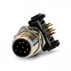 M12 Panel Receptacles A Code Right Angle 8pin Male Non-shield connector