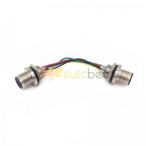 M12 Cable Assemblies 4 Pin A Code Straight Panel Mount Male to Male With AWG Wires 30CM AWG22 Shiled