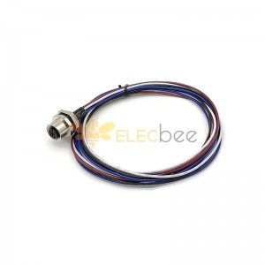 M12 Panel Receptacles A Code Straight  4pin Female Non-shield connector with 1M cable length