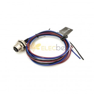 M12 Panel Receptacles A Code Straight  4pin Female Non-shield connector with 1M cable length