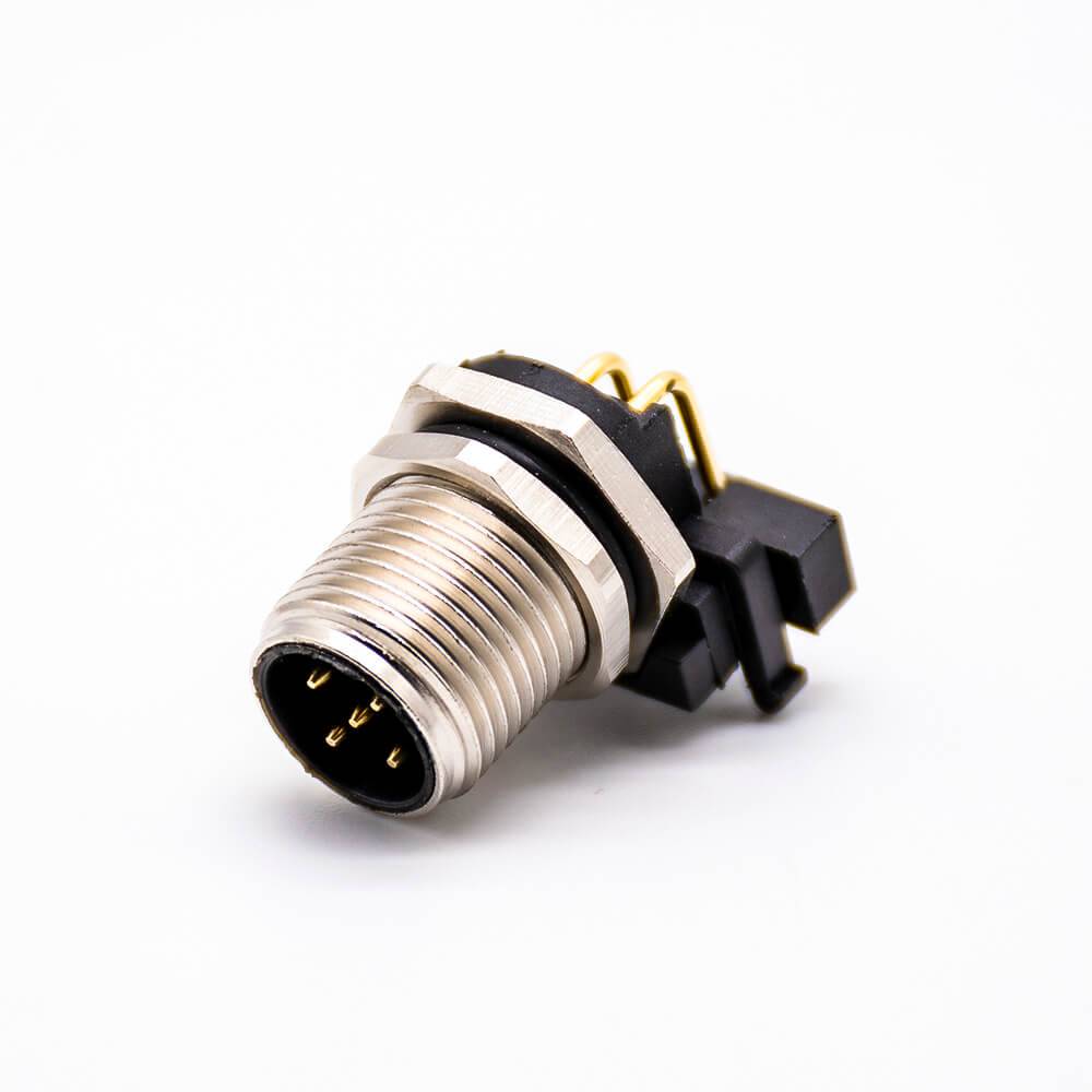 M12 Connector 5 Pin Panneau Mâle Receptacle Right Angle Socket PCB Mount