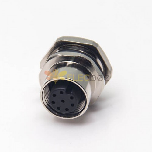 M12 Connector Coding 8 Pin Female A Code Shiled Socket Waterproof Solder Cup 