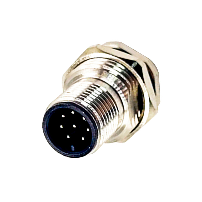 M12 Ethernet Bulkhead Connector 8 Pin A Code Straight Waterproof Through Hole Unshielded