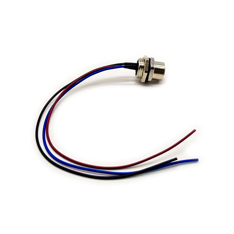 M12 母连接器带电缆 0.2M A 编码后装接线防水 3Pin 直式插座