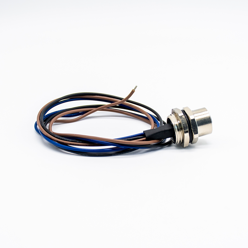 M12 母连接器带电缆 0.2M A 编码后装接线防水 3Pin 直式插座