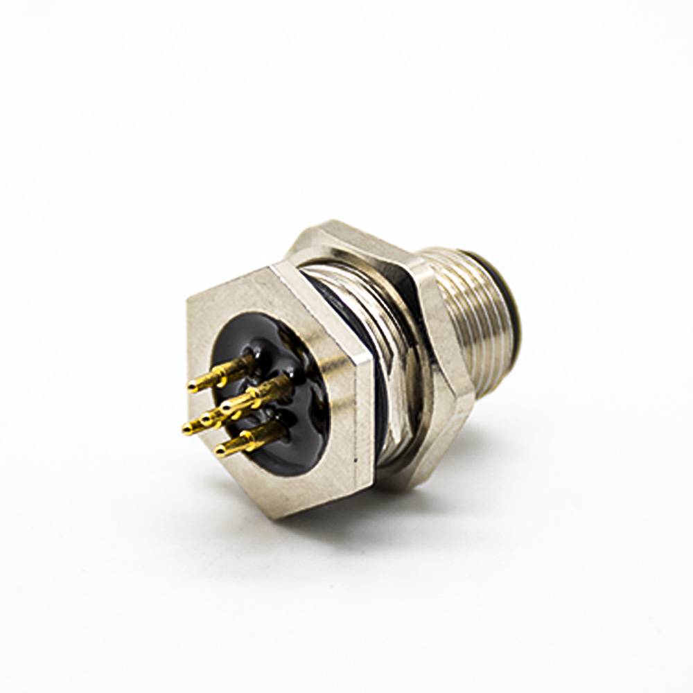 M12 Unterputz-5-Pin-Stecker für die Frontmontage mit Leiterplattenkontakten, wasserdicht M16 x 1,5