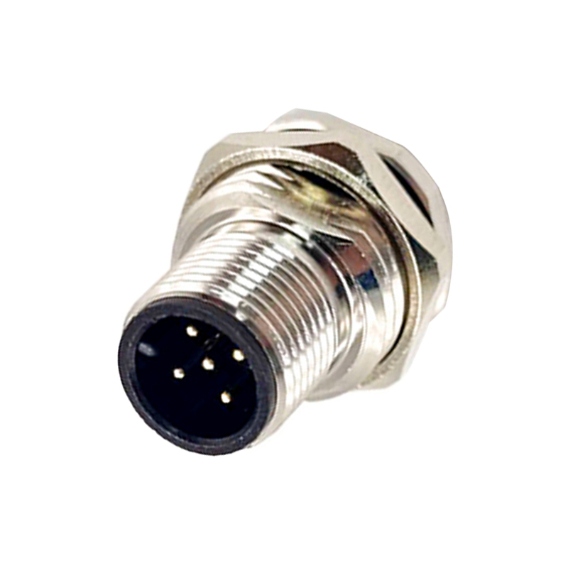 Разъем M12 Flush-type 5Pin Male Front Mount Connector с контактами на печатной плате делает M16X1.5 водонепроницаемым