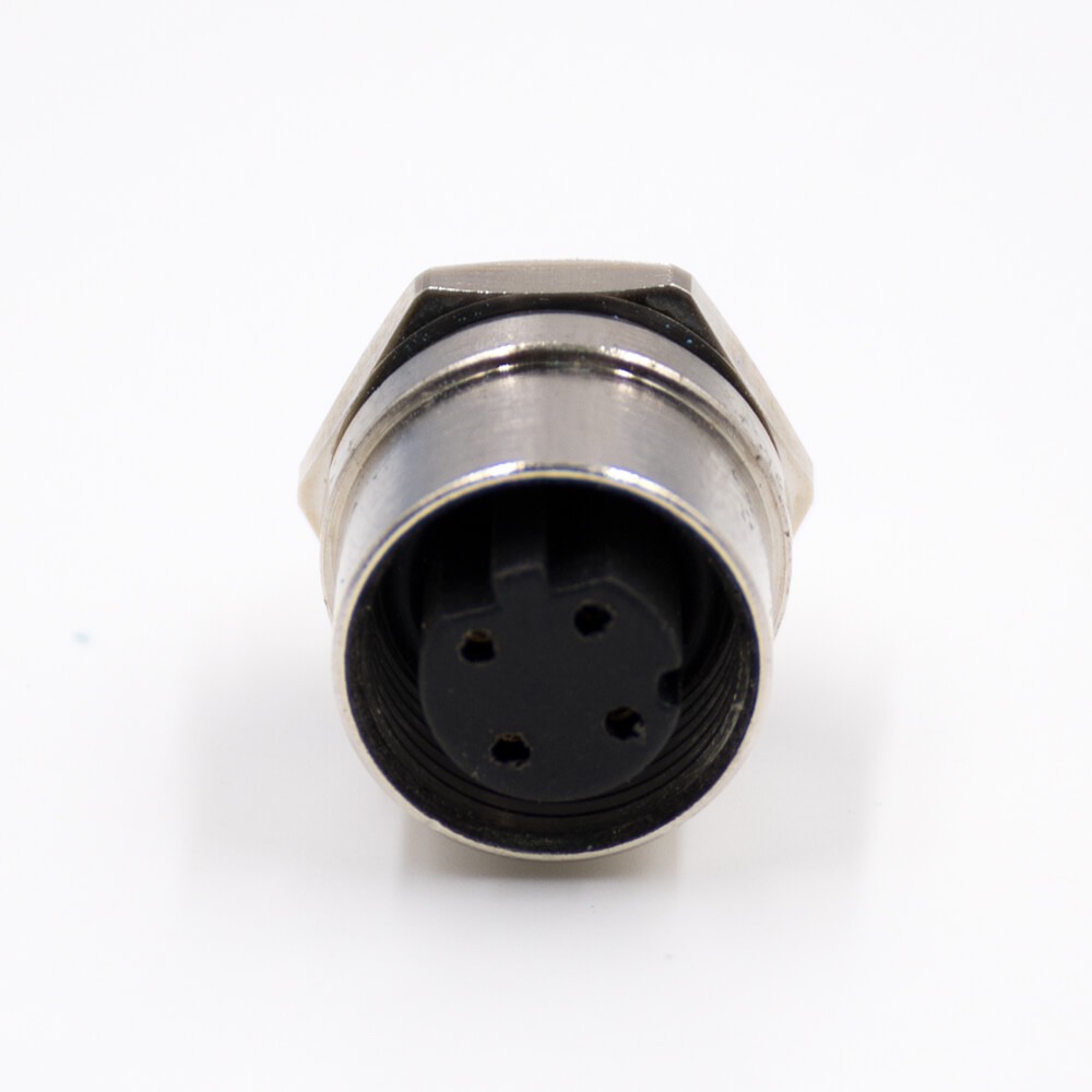 M12 Sensor Connector 4Pin D-Coding Femme Straight Waterproof Bulkhead Panel Receptacles Cable Solder Type Shiled