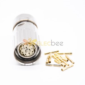 M23 12 Pin Connector Female plug Straight Solder Type for Cable Connector Shield