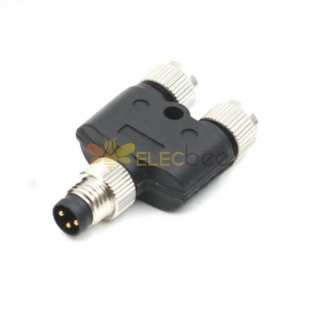 10 pcs M8 Plastic Plug Adaptateur imperméable à l'eau 3Pin One Male To Two Female Plug Connector