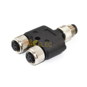 M8 Adaptateur imperméable à l'eau Y Type Deux Femelle Plug To One Male 4Pin Plug Cable Unshiled Adaptateur
