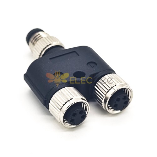 M8 Cable Splitter Y Type 4 Pin Male to Double Female Adapter