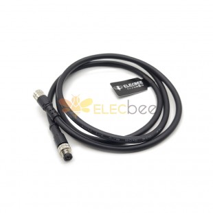 10pcs M8电缆插头5芯公转母注塑线材接1米24AWG线