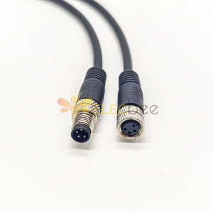 10pcs M8 Câble imperméable à l'eau Non-Shield Straight Molding 4 Pins Female Plug To Male Plug With 1M 24AWG Wire
