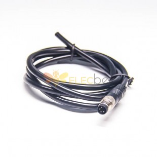 M8 4芯电缆公头单边直式注塑线材24AWG PVC外皮 1m