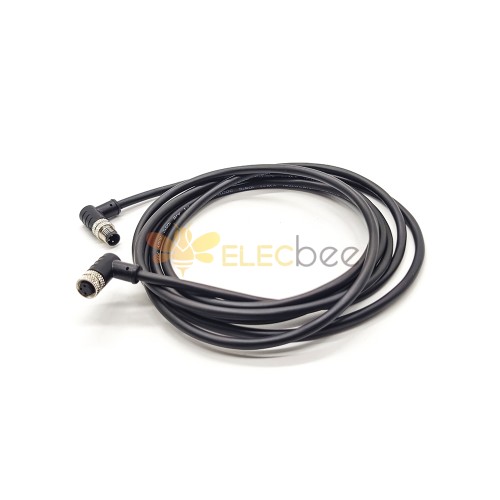Elecbee Cable serie M8 de 4 pines 180 grados macho a hembra conector de  enchufe para cable 24AWG 2M hembra a macho 180 grados 4 pin conector M8
