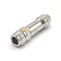 Female Connector M8 4 Pin Straight Aviation Plug Screw-Joint Metal Shielded