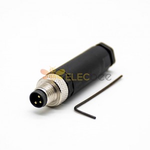 M8 Câble Assembly Plug 3 Pin Male Straight Screm Joint Unshielded