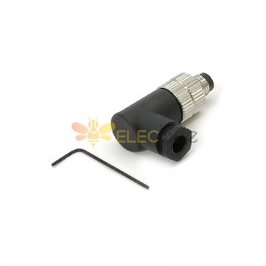 M8 Connector Coding 4Pin Assembly Male Plug Right Angle for Cable Unshielded