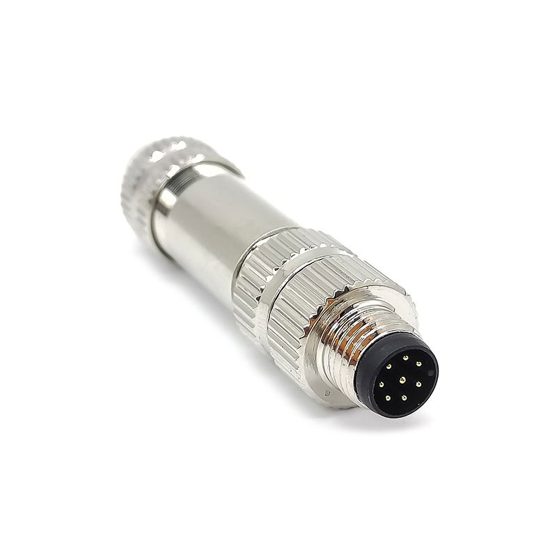 Male Connector M8 8 Pin Straight Aviation Plug Solder Type for Cable Metal Shielded