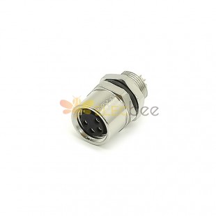 M8 4 Pin Female Connector Female Socket Solder Cup Straight Rear Blukhead Waterproof