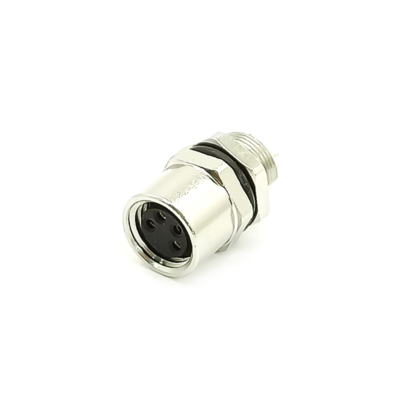 M8 4 Pin Female Connector Female Socket Solder Cup Straight Rear Blukhead Imperméable à l\'eau