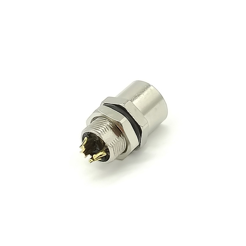 M8 4 Pin Female Connector Female Socket Solder Cup Straight Rear Blukhead Imperméable à l\'eau