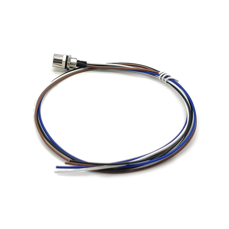 M8 4Pin Cable Socket Circular Wateproof Straight Back Mount Female Solder Cable With Wires 24AWG 0.5M Connector