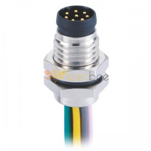 M8 8 pines macho cable conector circular impermeable recto un panel de codificación montaje zócalo de soldadura con cable de 1M 