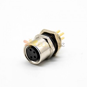 Sensor M8 Female 4 Pin A Coding Panel Receptacles Straight PCB Mount Back Mount Waterproofonnector