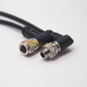 4 Pin Cable Circular Connector Waterproof Right Angle Male to Female Cordset Non-Shield