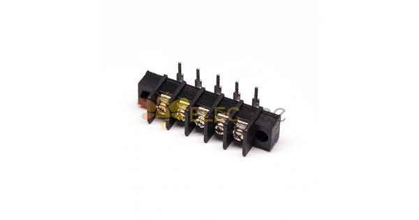 Barrier Strip Terminal Block 5pin Right Angled Black 2 holes PCB Mount