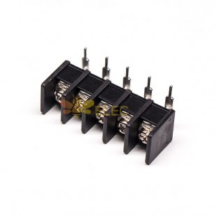 Bloque de terminales de barrera de ángulo derecho 5 pines negro PCB montaje conector negro