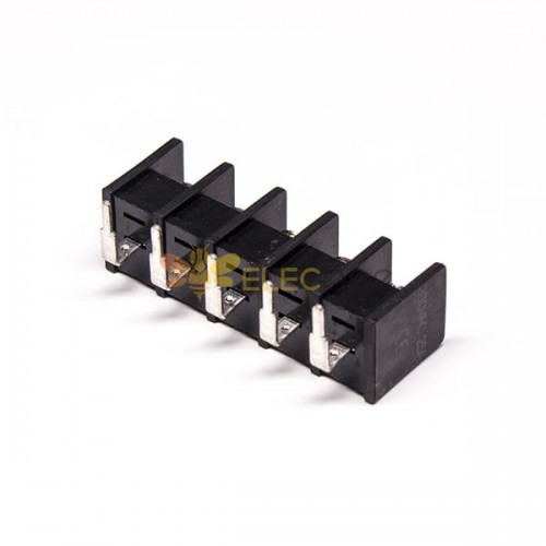 Tri Barrier Terminal Blocks 5pin Black Right Angled Straight Through Hole