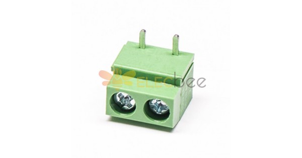 2 pin Screw Terminal 90 Degree Right Angled Green PCB Terminal Blcok