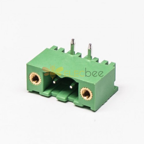 2 pin Terminal Block Angle Green Pluggable Type PCB Connector 3.81mm