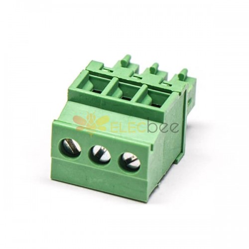 綠色插接端子直式插拔式壓接接線三螺絲穿孔式插板