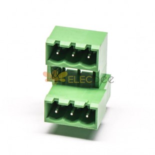 綠色端子6芯穿孔式接PCB板插入式雙層插拔式端子 5.0mm
