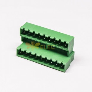 插拔式雙層接線端子18芯直式PCB板180度直插式綠色接線端子座子 3.50mm
