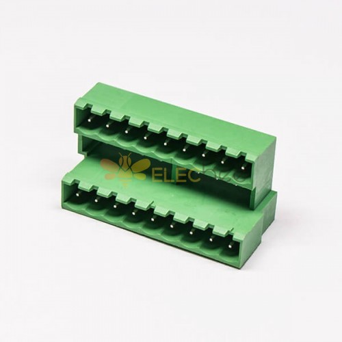 插拔式雙層接線端子18芯直式PCB板180度直插式綠色接線端子座子 3.81mm