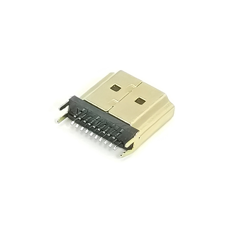 HDMI male connector 19p Straight Edge Mount for PCB