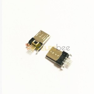 Conector macho micro USB soldador SMT niquelado de 180 grados para PCB