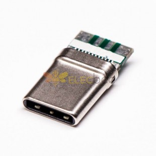 USB Tipo C Masculino 180 Grau Straight PCB Mount Connector Embalagem normal