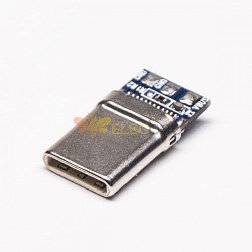 C Type USB接口直式180度24针公头带PCB板焊线 卷带包装