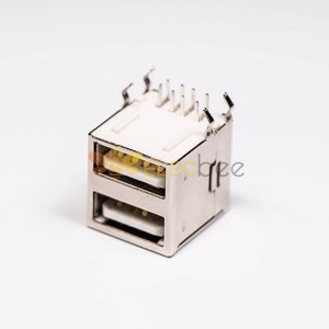 USB 2.0 High Speed Port Dual Port Type A 90° for PCB Mount 20pcs