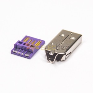 USB A مع شل 4p أرجواني اللون A نوع موصل 20 قطعة