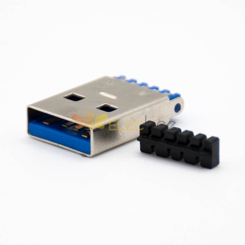 typeA接口USB公头直式9芯焊接式接线带线卡