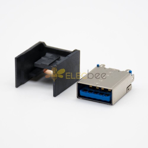 USB A Kadın Konnektör Çift 3.0 Düz 9 Pin Delik Metal Shell SMT Tipi