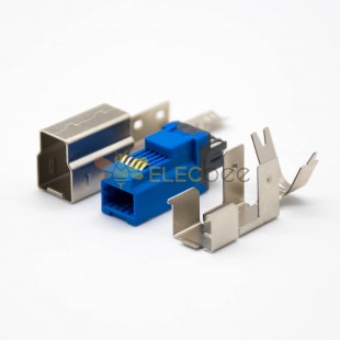 USB-b 連接器9芯公頭直式3.0焊線三件套金屬外殼